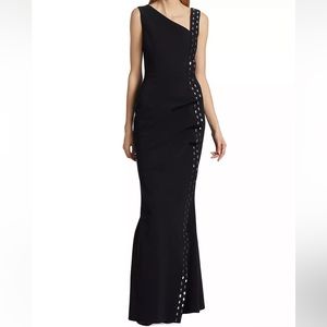 Chiara Boni La Petite Robe Cibeless Embellished Asymmetric-Neckline Gown Size 12